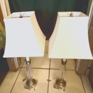 Vintage 31" Crystal & Brass Table Lamp